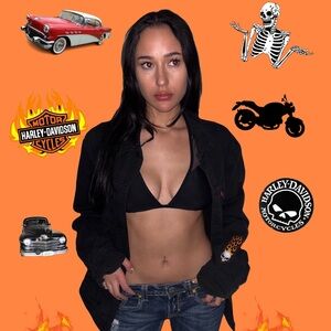 Upcycled Black vintage Levi’s jacket with a Harley Davidson patch jacket